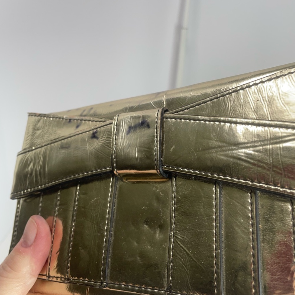 Zac Posen New York Shirley bow mini Gold Leather Crossbody or Clutch bag - Picture 15 of 16